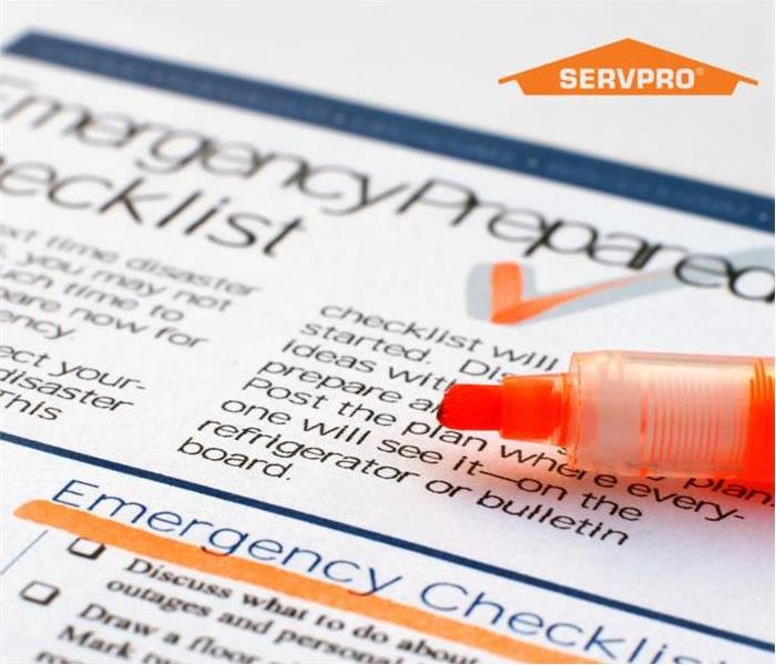 an emergency checklist with a orange highlighter pen